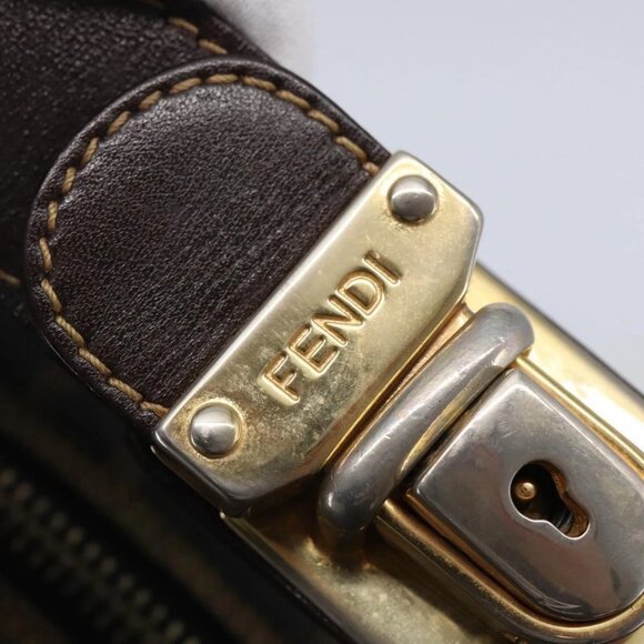 FENDI Zucca Canvas Vanity Hand Bag Black Brown Auth 144977 - Picture 9 of 16